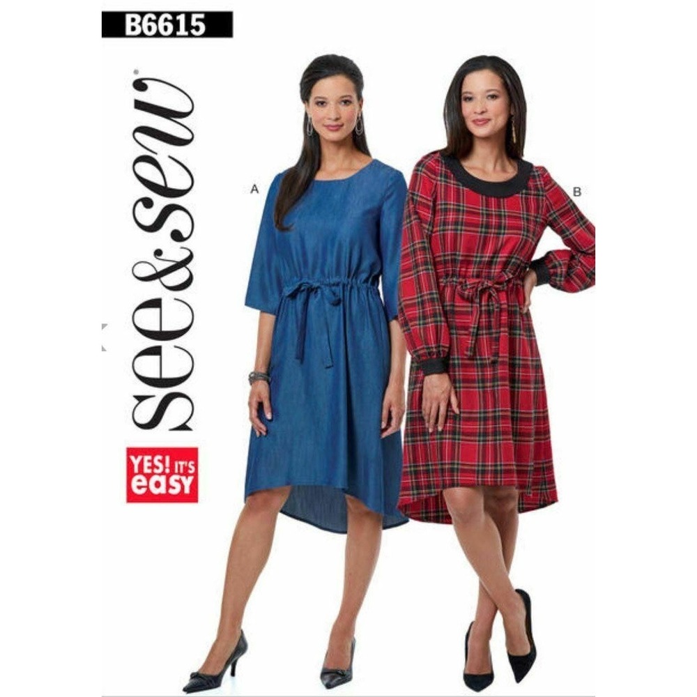 Butterick Sewing Pattern Misses 4-26 B6615 Loose Fit Pullover Dress Uncut FF